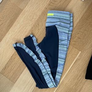 Lululemon leggings blue and green stripes